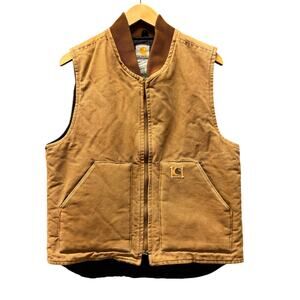 Carhartt Utility Vest Mens Medium Brown Canvas V02 WORK CONDITION